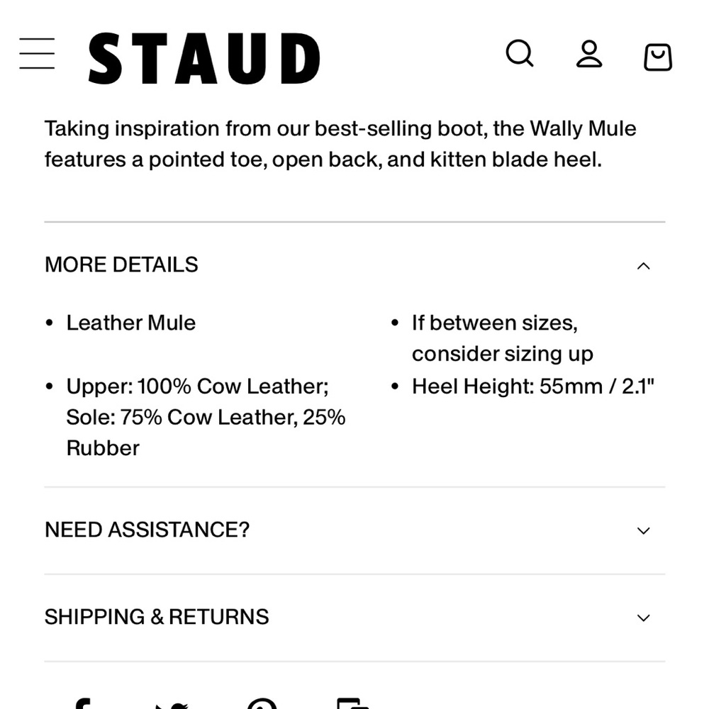 NWOB Staud BLACK LEATHER WALLY MULE.Size 38 - Picture 7 of 10